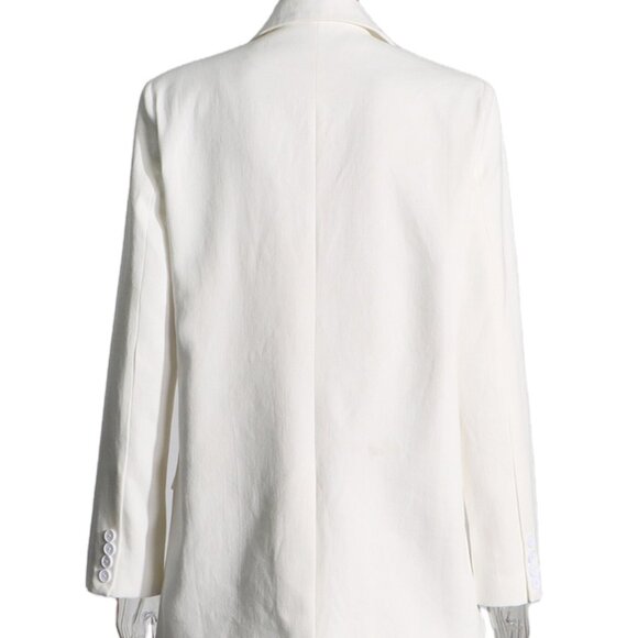 Studded Belted Blazer Suit Jacket White - Picture 4 of 5